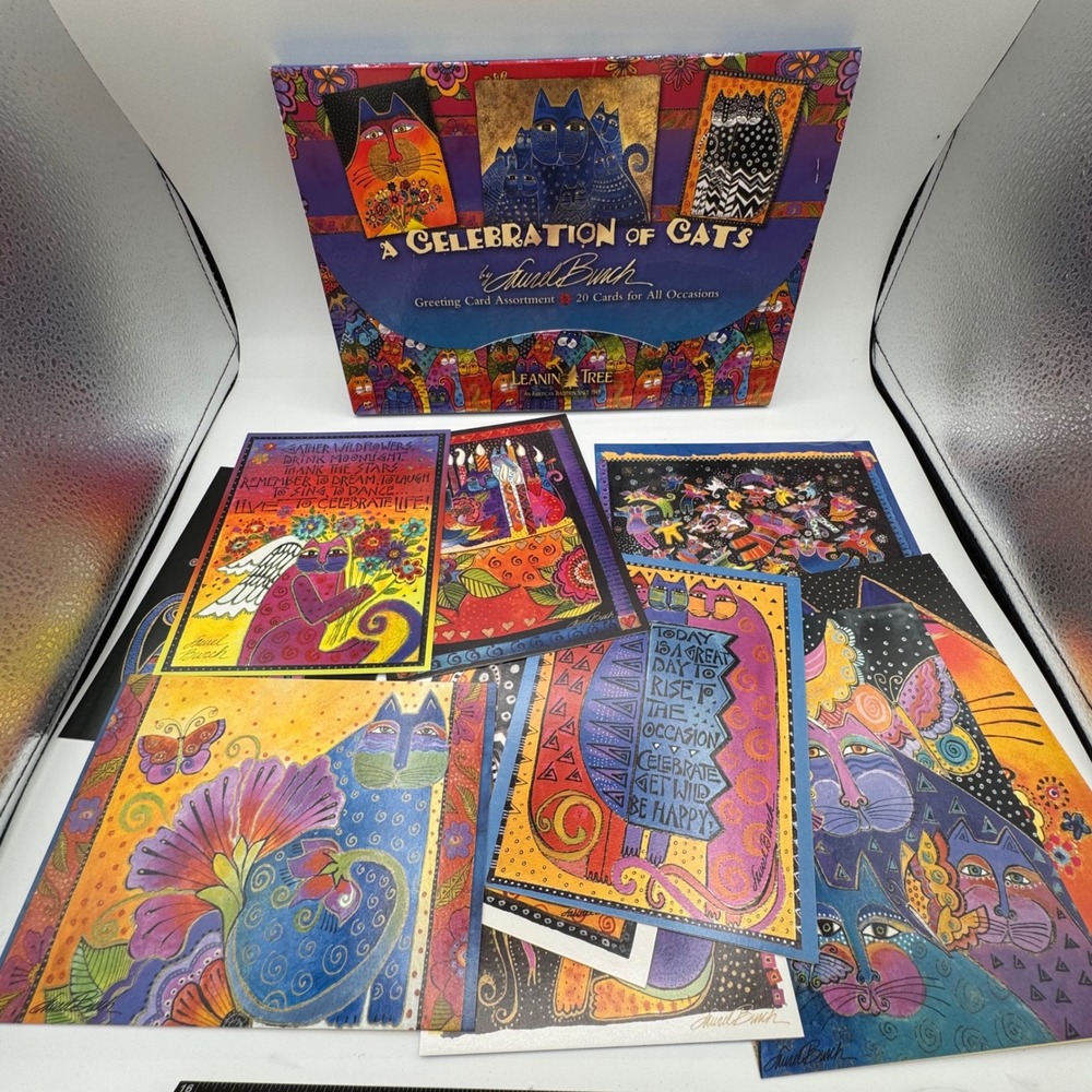 Laurel Burch A Celebration of Cats Greeting Card Assortment Leanin Tree 19 Count